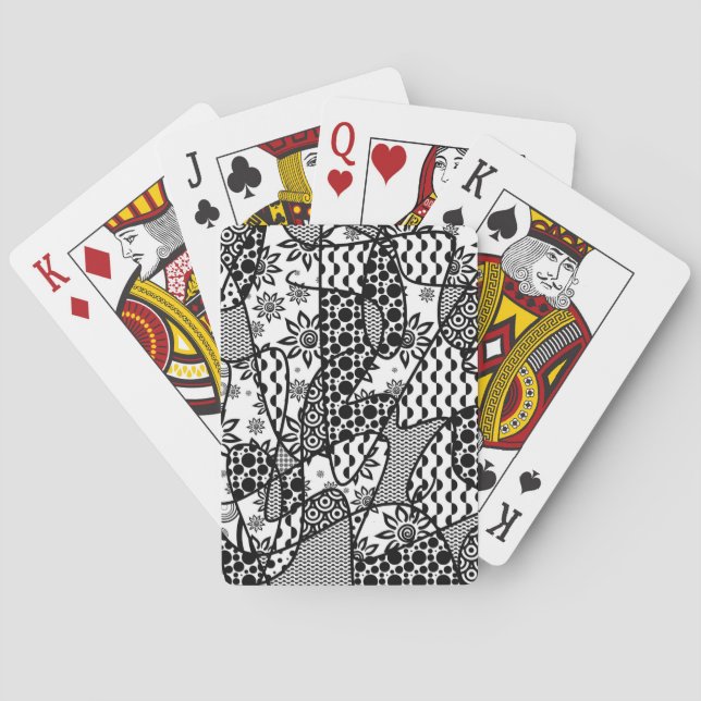 Black & White Pattern Patchwork 03 Playing Cards (Back)