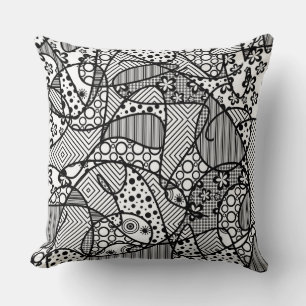Black & White Pattern Patchwork 04 Cushion