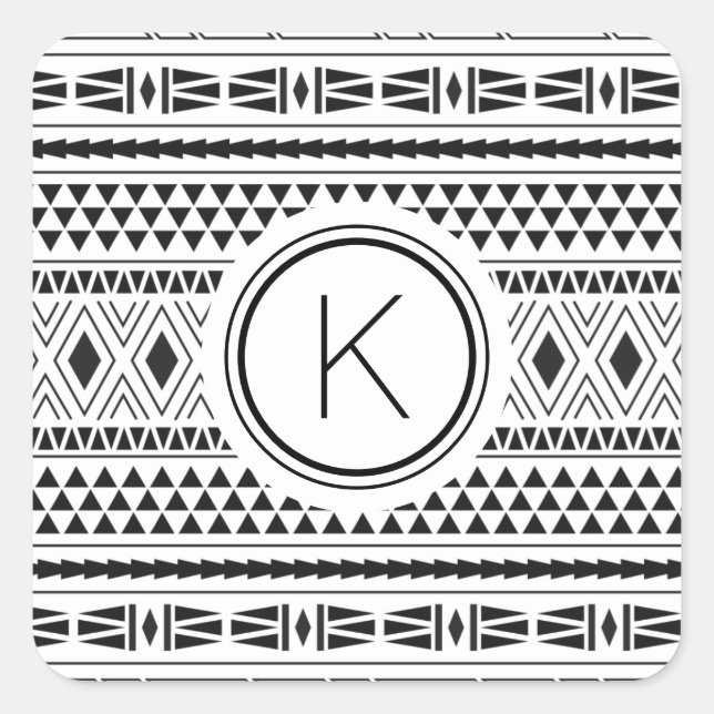 Black White Pattern Square Sticker (Front)
