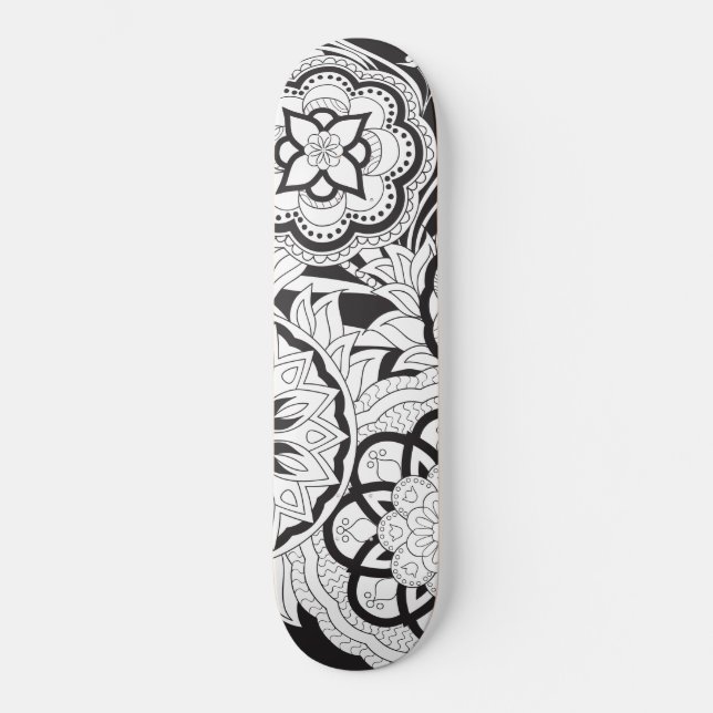 black&white pattern with sends them skateboard (Front)