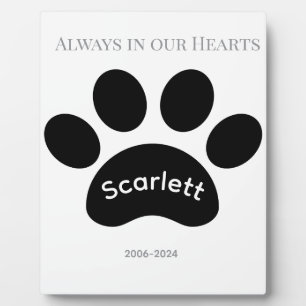 Black & White Paw Print Tribute Plaque