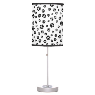 Black White Paw Prints Pattern Desk Lamp