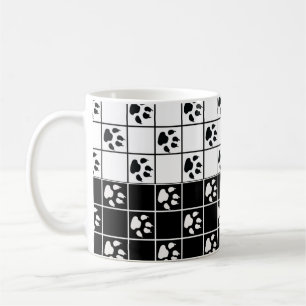 Black White Paws Claws Plaid Design Coffee Mug