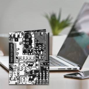Black & white PCB board electronic printed circuit Thank You Card