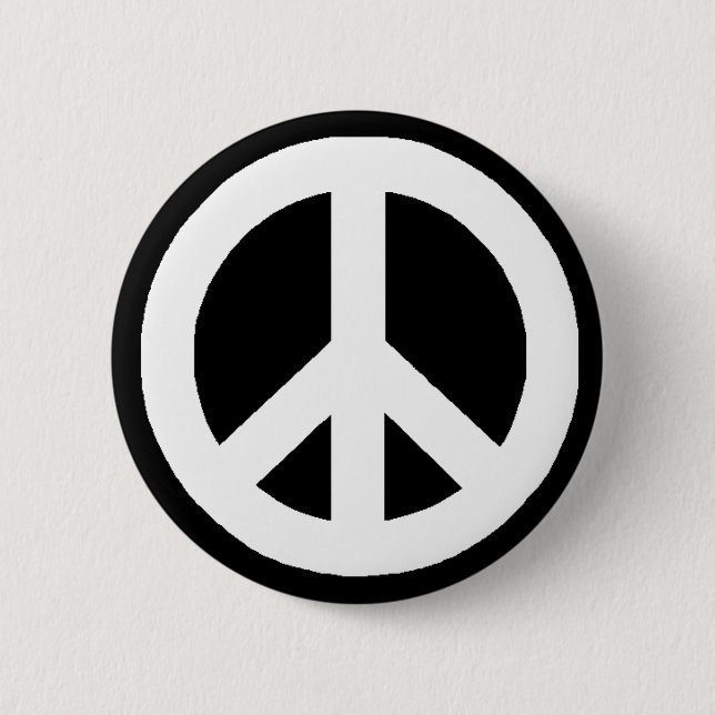 Black & White Peace Sign 6 Cm Round Badge (Front)