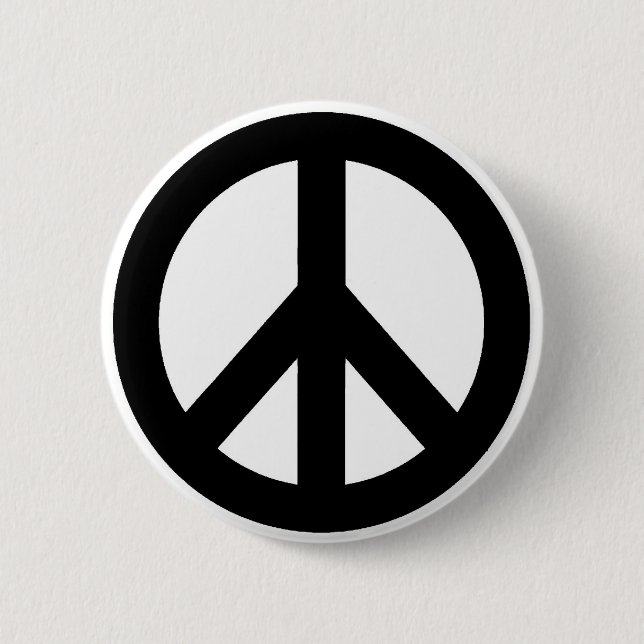 Black White Peace Sign Symbol 6 Cm Round Badge (Front)