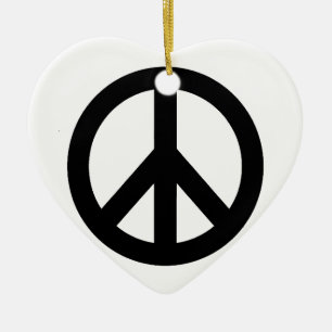 Black White Peace Sign Symbol Ceramic Ornament
