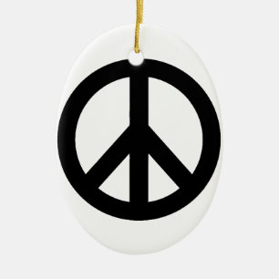 Black White Peace Sign Symbol Ceramic Tree Decoration