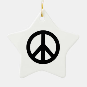 Black White Peace Sign Symbol Ceramic Tree Decoration
