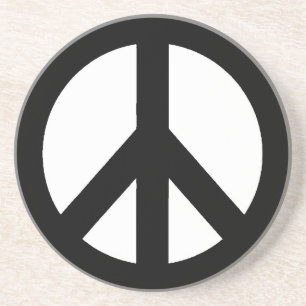 Black White Peace Sign Symbol Coaster