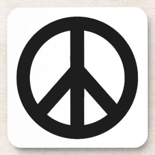 Black White Peace Sign Symbol Coaster