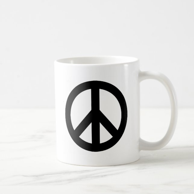 Black White Peace Sign Symbol Coffee Mug (Right)