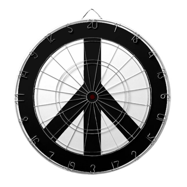 Black White Peace Sign Symbol Dartboard (Front)