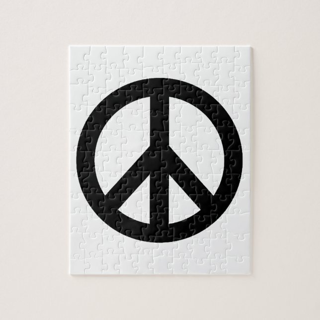 Black White Peace Sign Symbol Jigsaw Puzzle (Vertical)