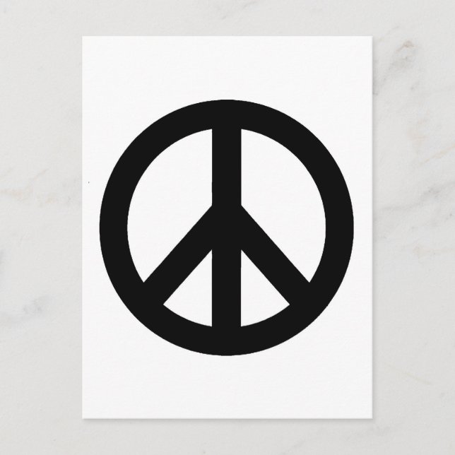 Black White Peace Sign Symbol Postcard (Front)