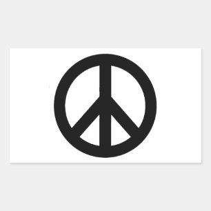 Black White Peace Sign Symbol Rectangular Sticker