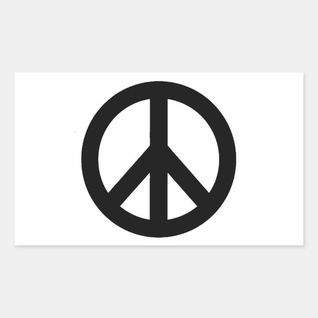 Black White Peace Sign Symbol Rectangular Sticker (Front)