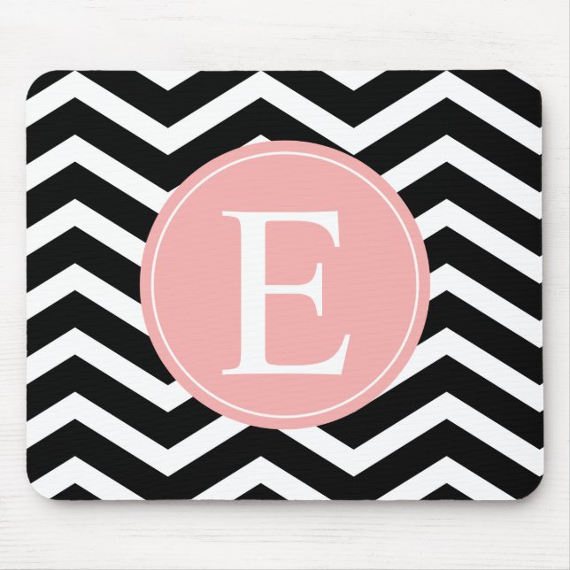 Black White Peach Chevron Custom Mouse Pad (Front)