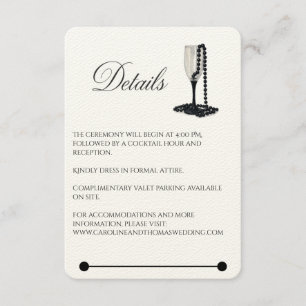 Black & White Pearl Champagne Glass Wedding Enclosure Card