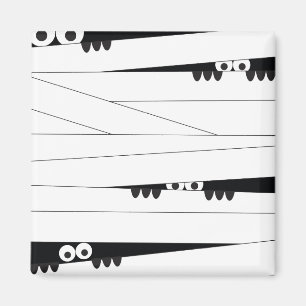 Black White Peeking Mummy Halloween Humour Magnet