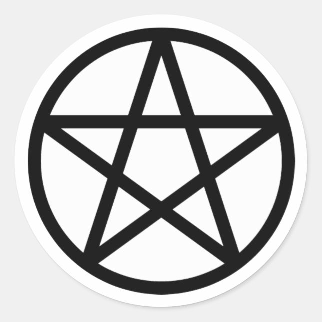 Black White Pentacle Solid Sticker (Front)