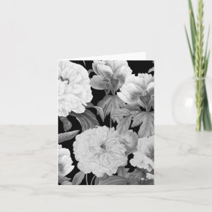 Black & White Peonies Watercolor Floral Card