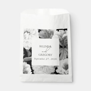 Black & White Peonies Watercolor Floral Wedding Favour Bag