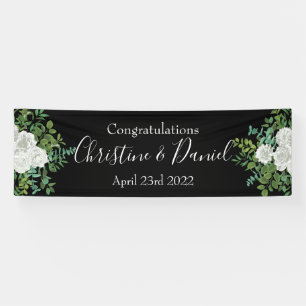 Black & White Peony & Rose Floral Wedding Banner