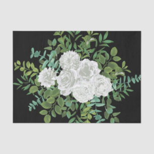 Black & White Peony Rose Floral Wedding Tissue Paper