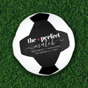 Black White Perfect Match Love Couple Custom Soccer Ball