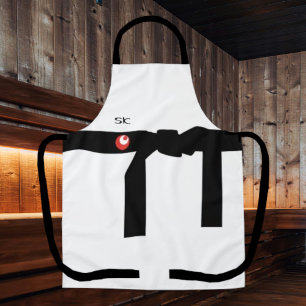 Black White Personalised Asian Style Unisex Apron
