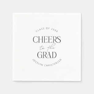 Black White Personalised Cheers Grad Party Napkin