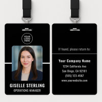 Black White Personalised Employee ID Card