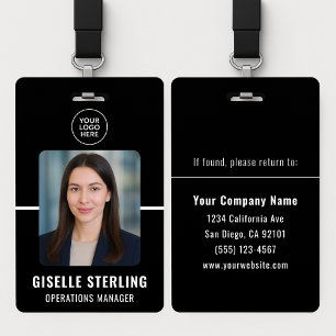 Black White Personalised Employee ID Card Badge