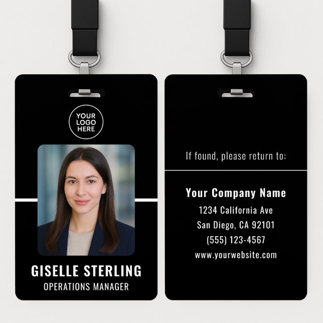 Black White Personalised Employee ID Card ID Badge (Creator Uploaded)