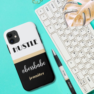 Black White Personalised Hustle Boss Babe iPhone 11 Case