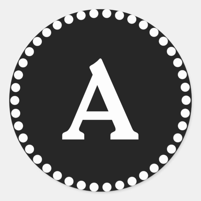 Black & White Personalised Monogram Envelope Seal (Front)