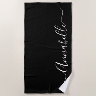 Black & White Personalised Name Beach Towel