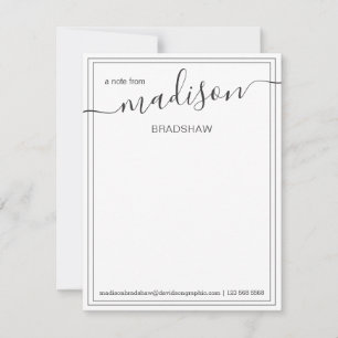 Black White Personalised Name From The Desk Of T Thank You Card