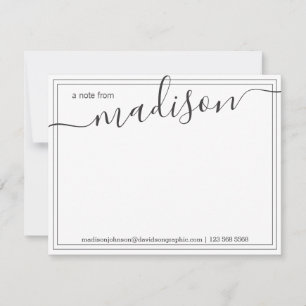 Black White Personalised Name From The Desk Of Thank You Card