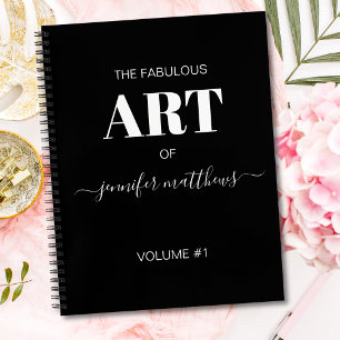 Black White Personalised Script Name Sketchbook Notebook