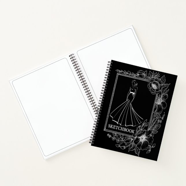 Black White Personalised Sketchbook for Drawing Notebook (Inside)