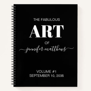Black White Personalised Sketchbook Your Name Notebook