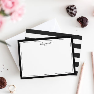 Black & White Personalised Stationery Flat Card