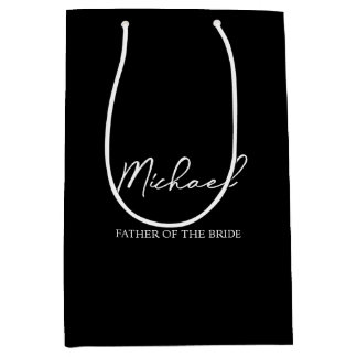 Black & White Personalised Wedding Party Name Gift Medium Gift Bag