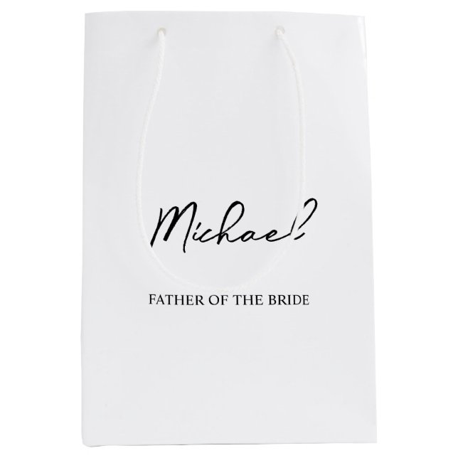 Black & White Personalised Wedding Party Name Gift Medium Gift Bag (Front)