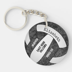 black white personalized team spirit volleyball key ring