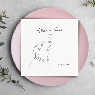 Black White Pet Doodle Engagement Wedding Monogram Napkin