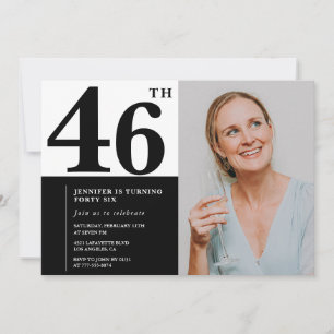 Black White Photo 46th Birthday Invitations