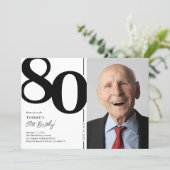 Black White Photo 80th Birthday Party Invitation (Standing Front)